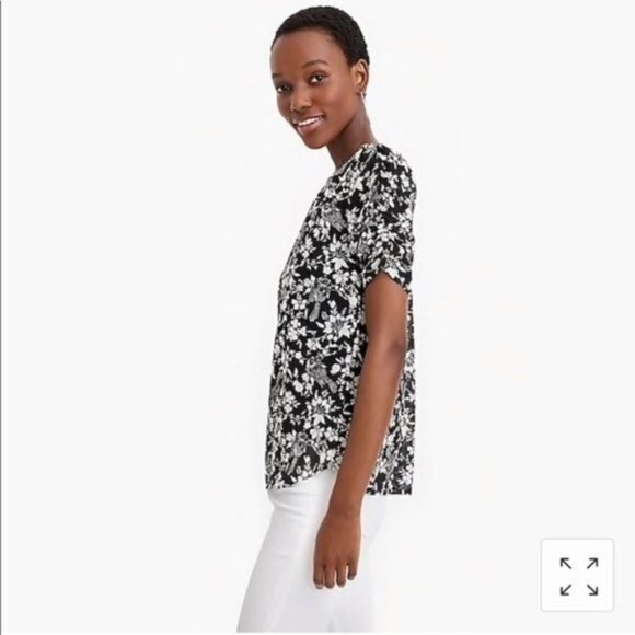 New Jcrew Ruched-sleeve top in floral print Womens Size XS Lined - Picture 4 of 6